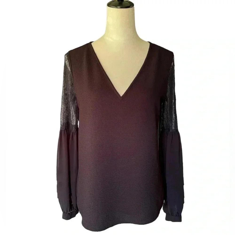 Express‎ Women Black Long Bubble Sleeve Top Size M